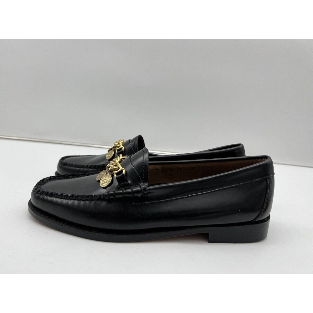 New Anthropologie Bass Charm Penny Laofers Womans Size 8 Medium Black Slip On - Picture 6 of 11